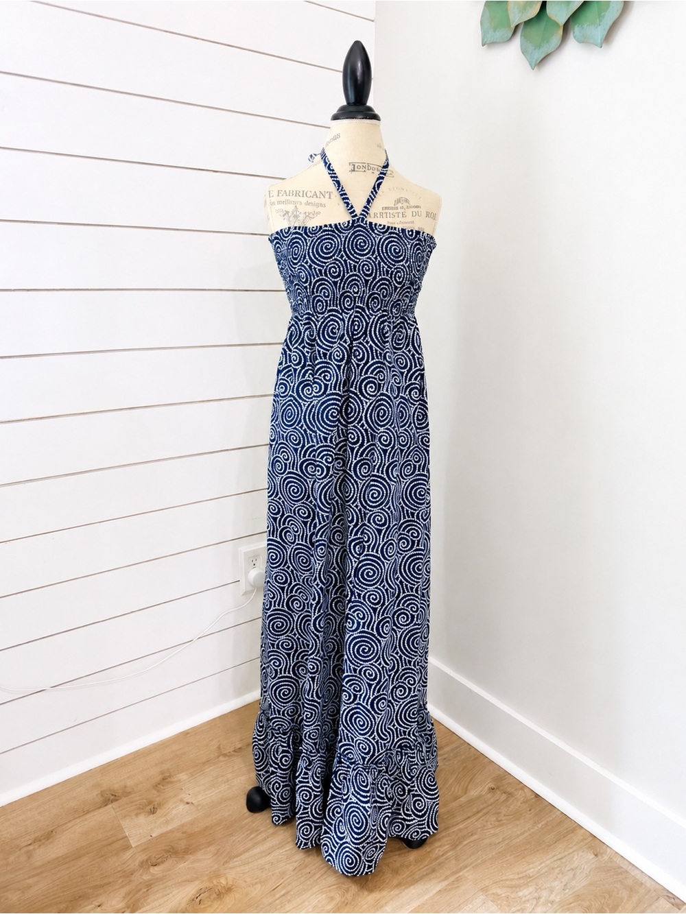 Vineyard Vines NWT Women’s Halter Maxi Dress Navy White Rope Print Size M